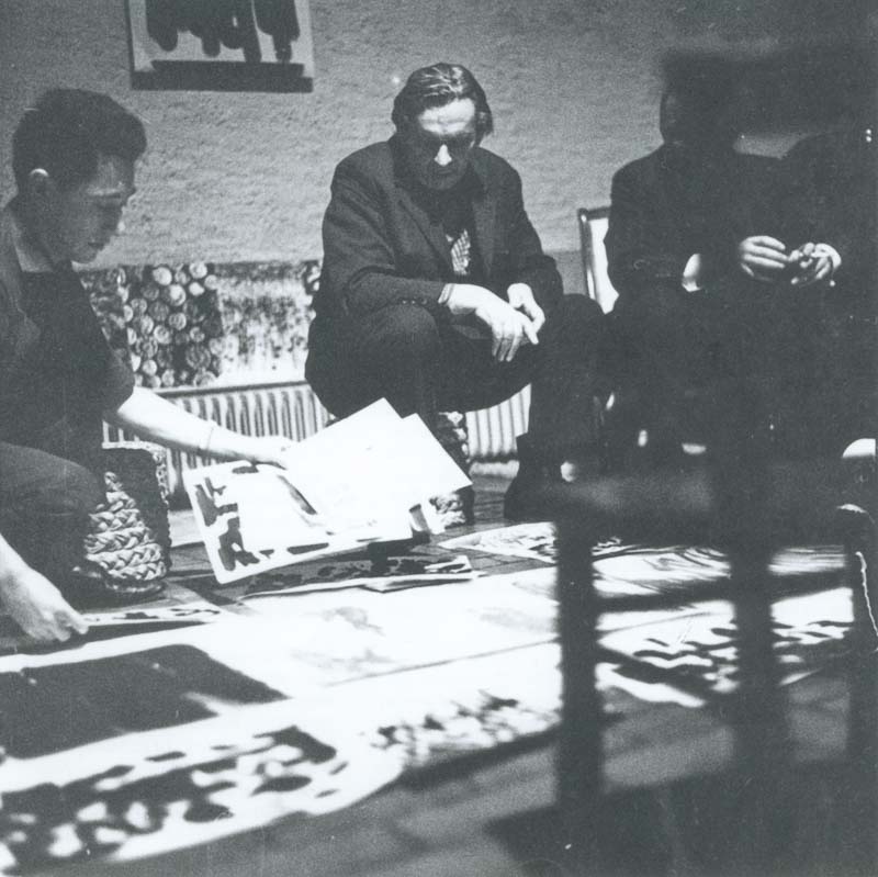 Arbeitstreffen der Mitglieder der neuen gruppe saar im Atelier von Monika von Boch in Merzig: Kilian Breier und August Clüsserath