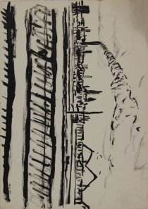 Industrielandschaft, 1949, Federzeichnung auf Papier, 201 x 295 mm, IvN 3430